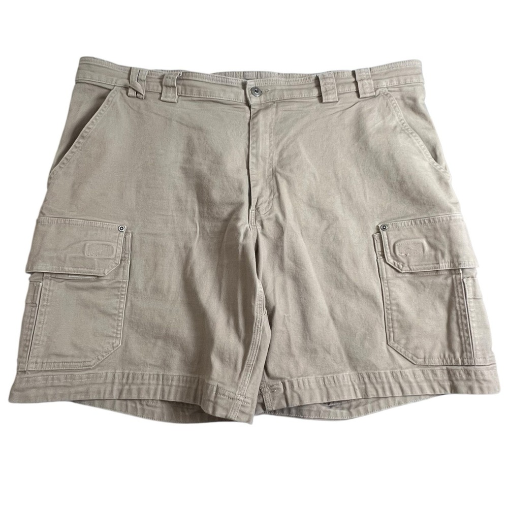Duluth Trading Co Mens 44 Tan Canvas Flex Fire Hose 9" Inseam‎ Cargo Shorts
